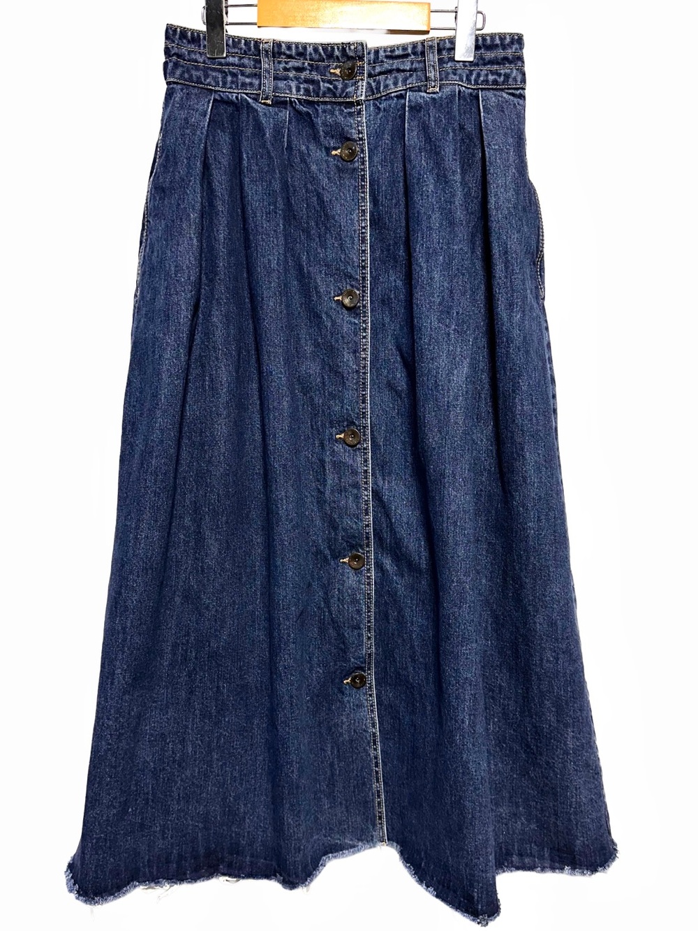 United Colors of Benetton Dark Wash Denim Button Front Maxi Skirt Western 10
